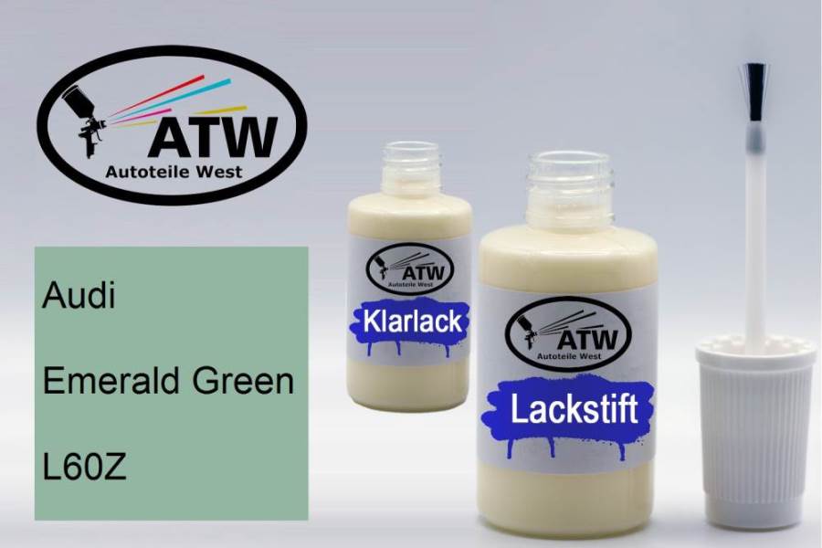 Audi, Emerald Green, L60Z: 20ml Lackstift + 20ml Klarlack - Set, von ATW Autoteile West.